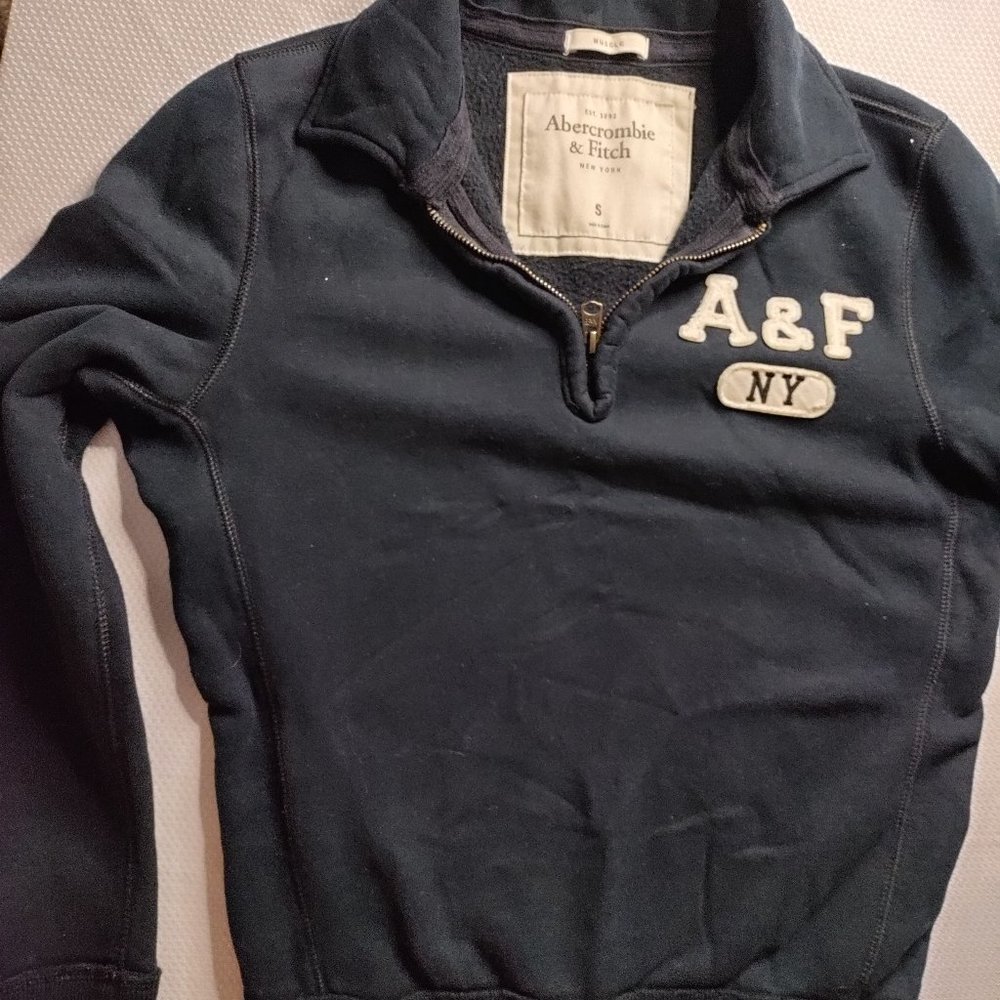 Abercrombie & Fitch Men's Quarter Zip Pullover Size S Color Dark Blue